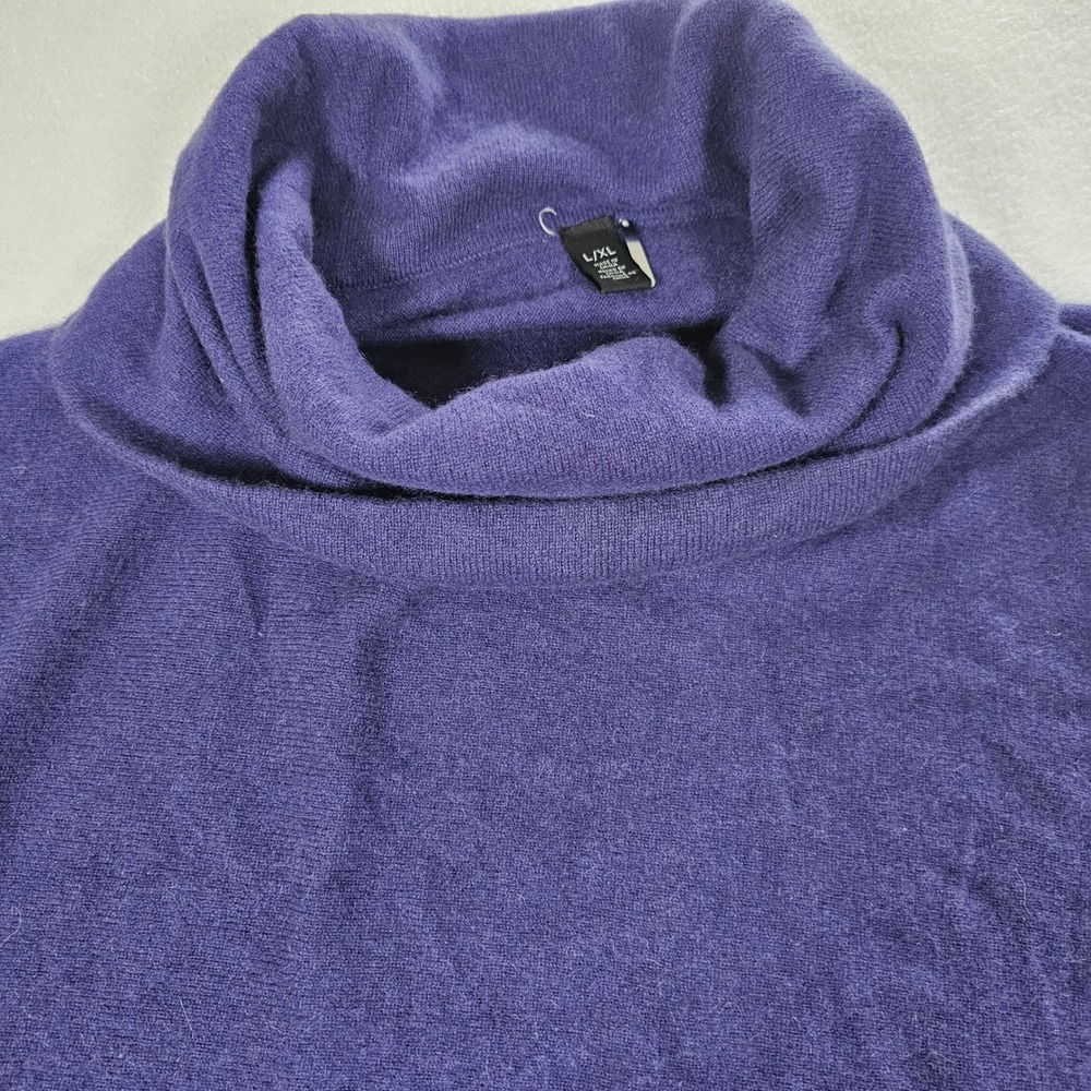Chicos Black‎ Label Purple 100% Cashmere Cowl Neck Dolman Sweater Womens L/XL